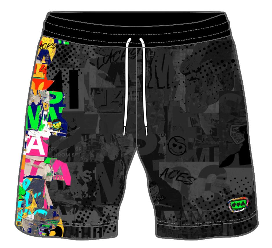 Pantaloneta Black and Colors Collage