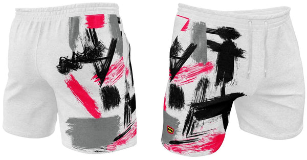 Red and White SNOW Shorts