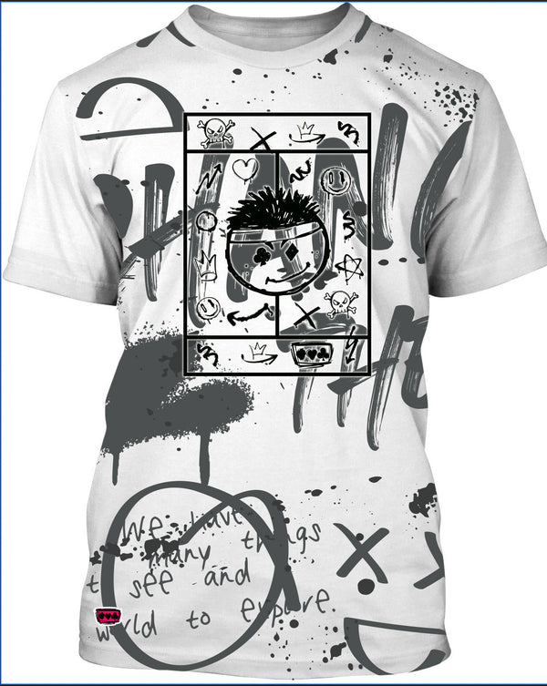 White Crazy Face SNOW T-Shirt