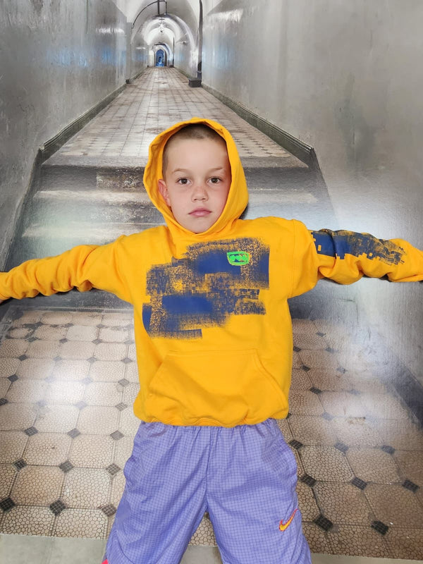 Yellow and Grey Squares Hoodie