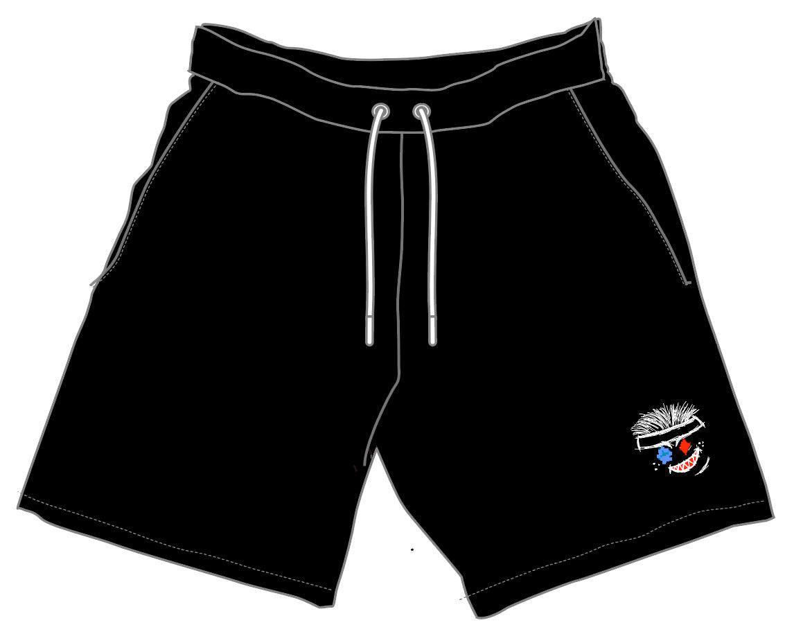 Black Crazy Face Shorts