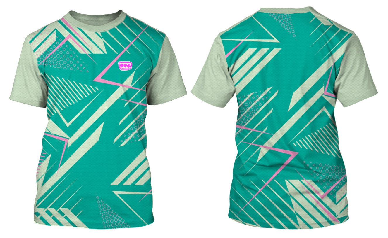 UNISEX Green Triangules and Pink T-Shirt