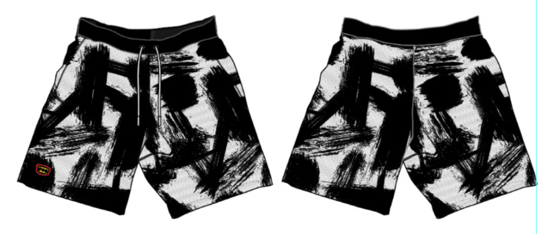 Black and Grey Paint Shorts