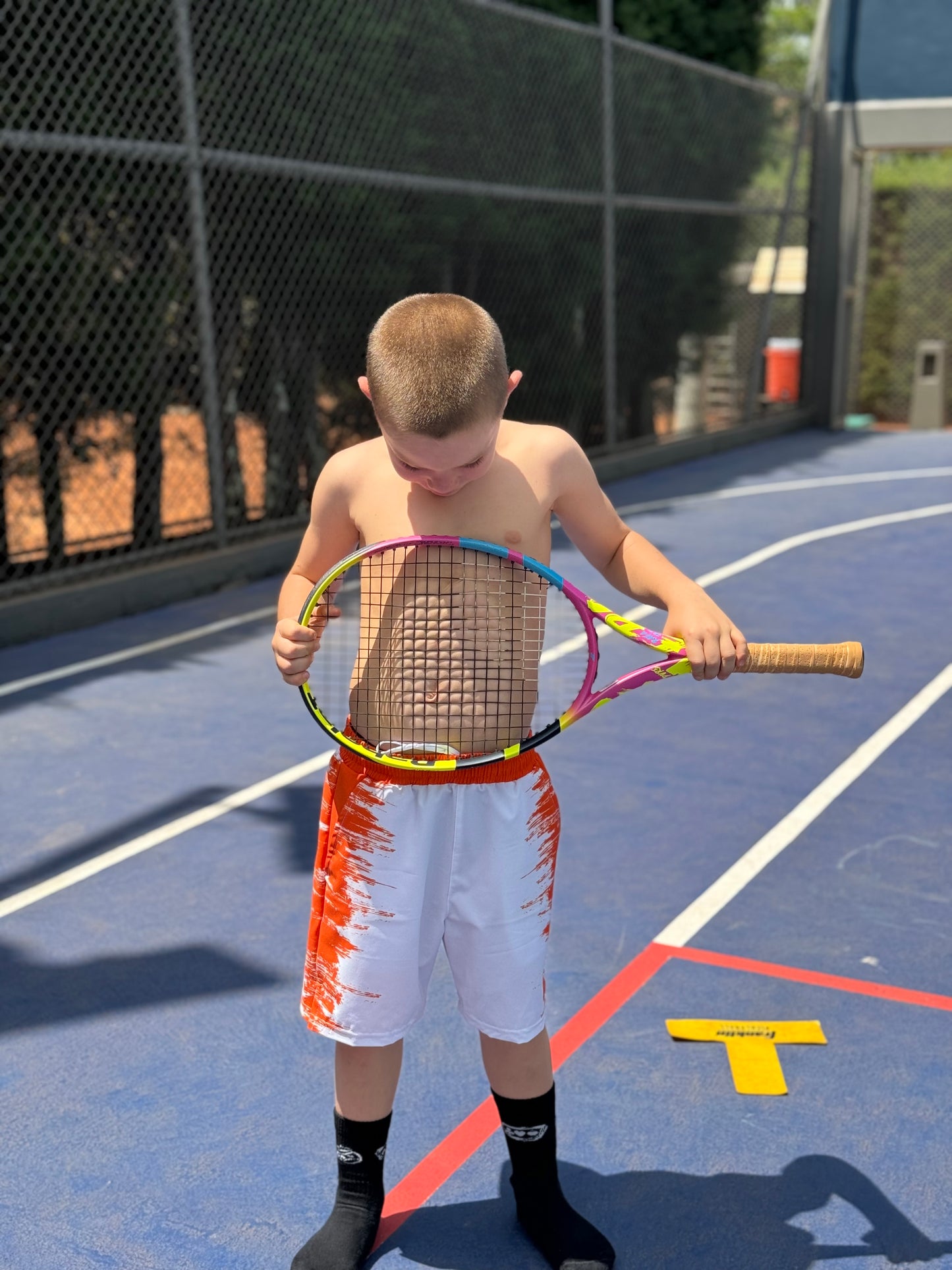 Orange and White Short